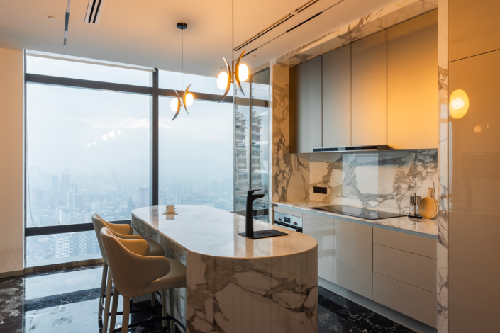 KLCC Penthouse Luxury Living in the Sky Marble Kitchen